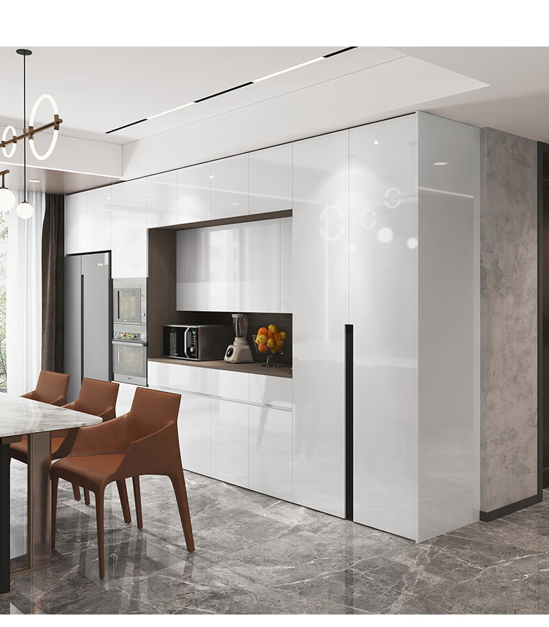 餐边吊柜餐边柜轻奢酒柜一体靠墙高柜冰箱客厅餐厅厨房实木定制置物储