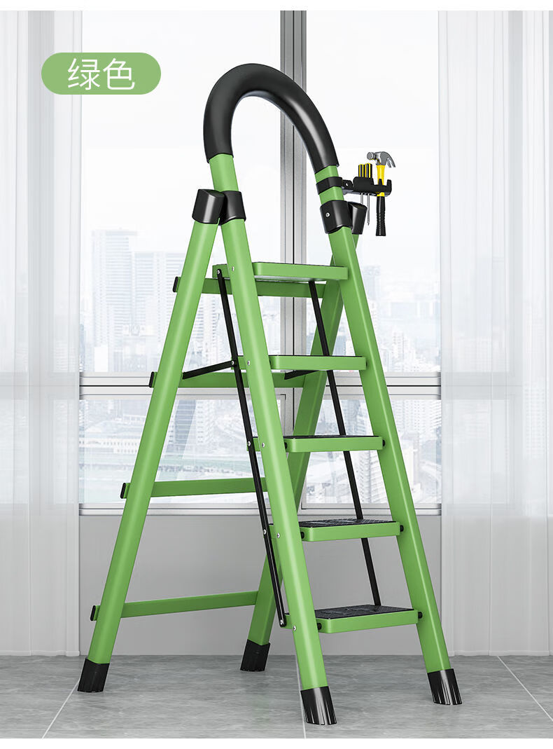 悦海翔人字梯家用折叠梯家庭用室内梯伸缩扶梯楼梯多功能梯子加厚黑色