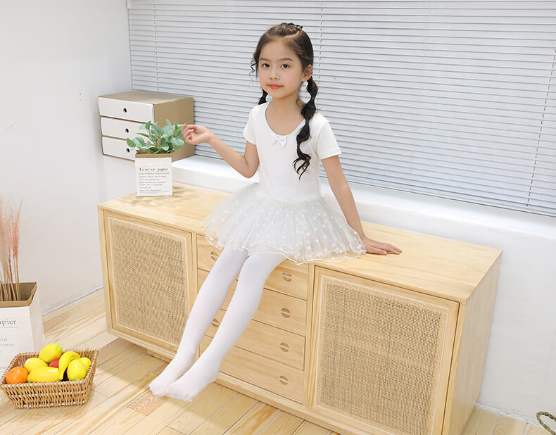 范诗奢装儿童舞蹈袜幼儿白丝袜男女童连裤袜白色练功袜少儿拉丁舞芭蕾