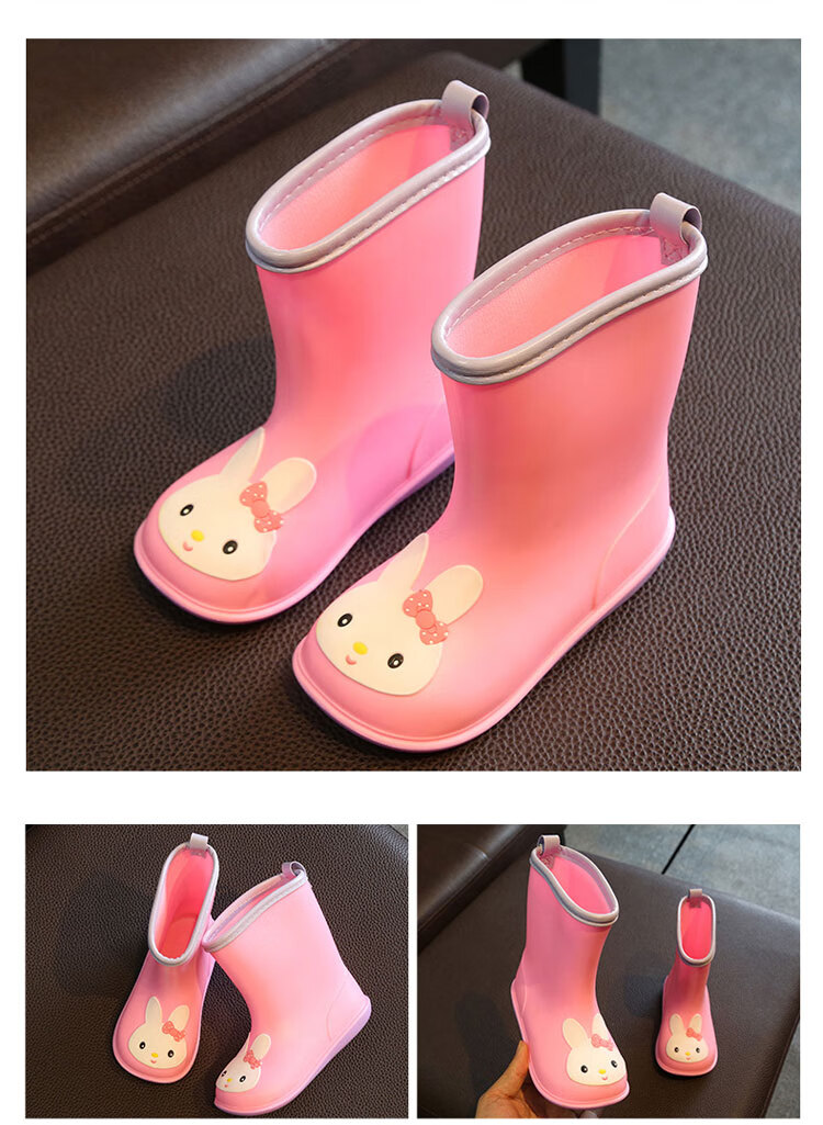 雨鞋男孩夏轻便防滑小学生雨靴可爱小孩玩水鞋 束口款-绿色 内长14cm