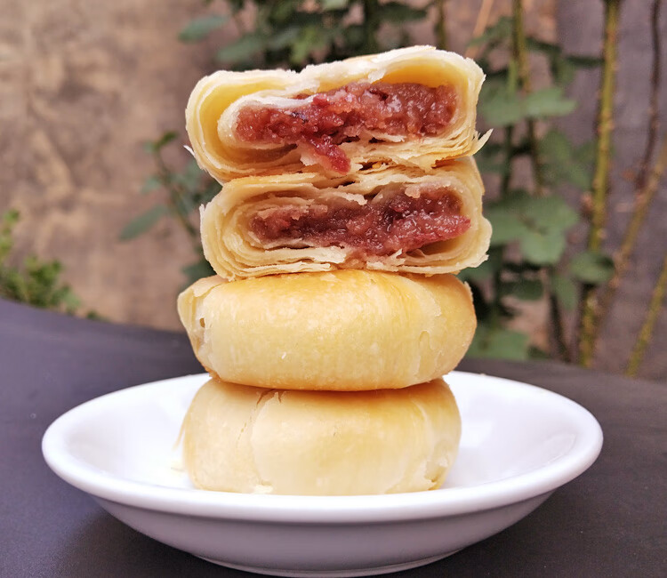 顺丰发货菏泽特产牡丹鲜花饼牡丹糕 酥皮饼玫瑰鲜花饼传统糕点1000g