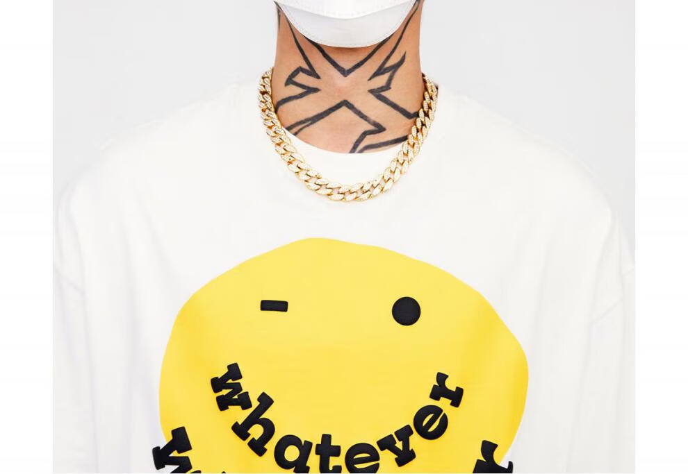 f2ce原创新品国潮街头印花笑脸t宽松潮流短袖情侣ins半袖潮通勤重磅