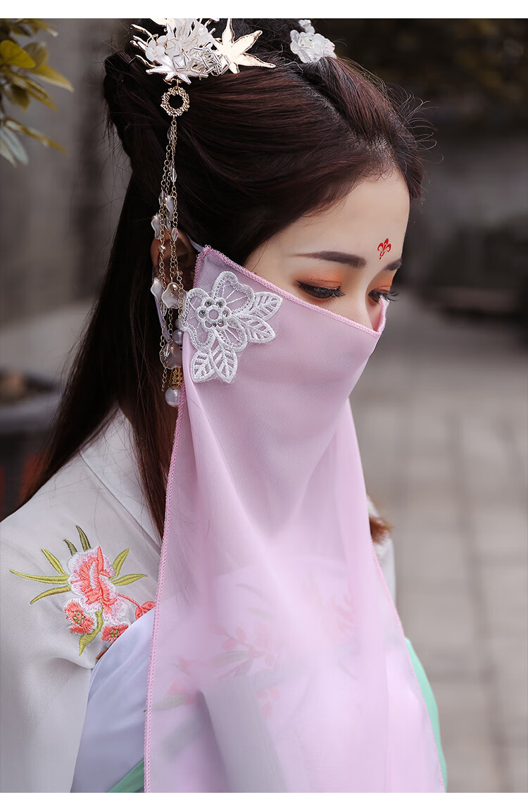 很仙的古风白色面纱挂耳汉服配饰古装电视剧挂耳防嗮白面纱超公主侠客