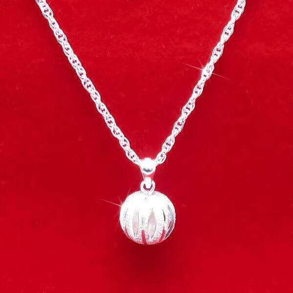 转运珠银子银990银项链吊坠990足银女时尚韩版转运挂坠锁骨sn4377水波