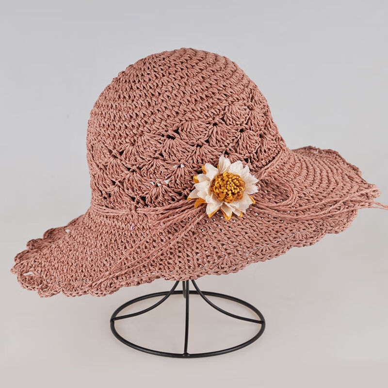 帽女草帽夏季手工编织草帽女夏防紫外可折叠线太阳帽女夏遮阳小清新
