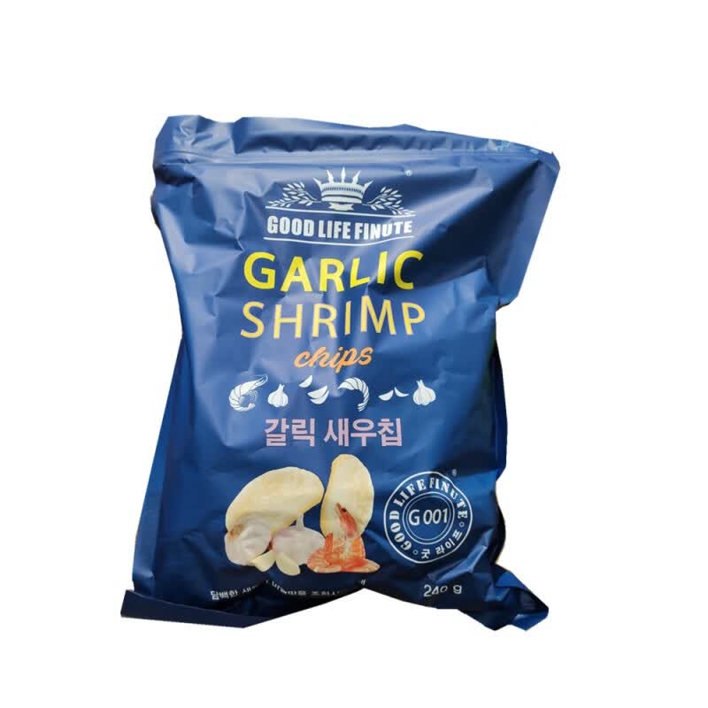 山姆超市韩国garlicshrimp趣莱福虾片蒜味大包膨化薯片小包装虾片82g2
