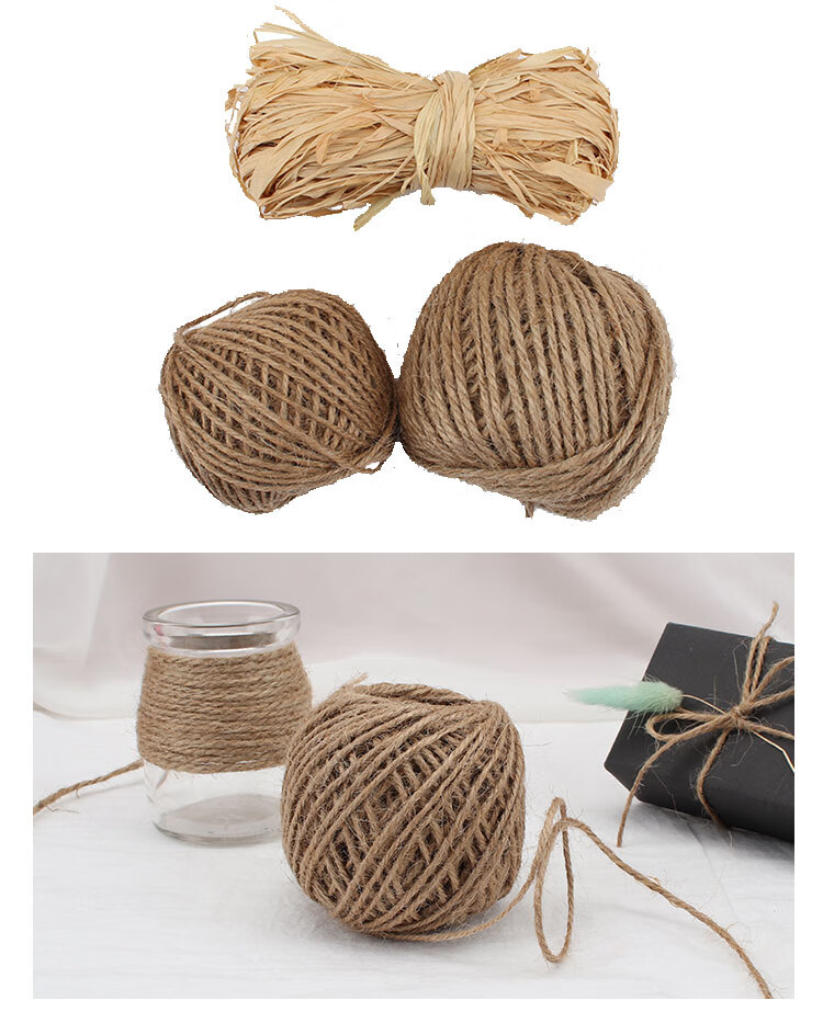 diy复古麻绳天然粗细麻绳手工编织工艺品绳子鲜花包装装饰材料 白边款