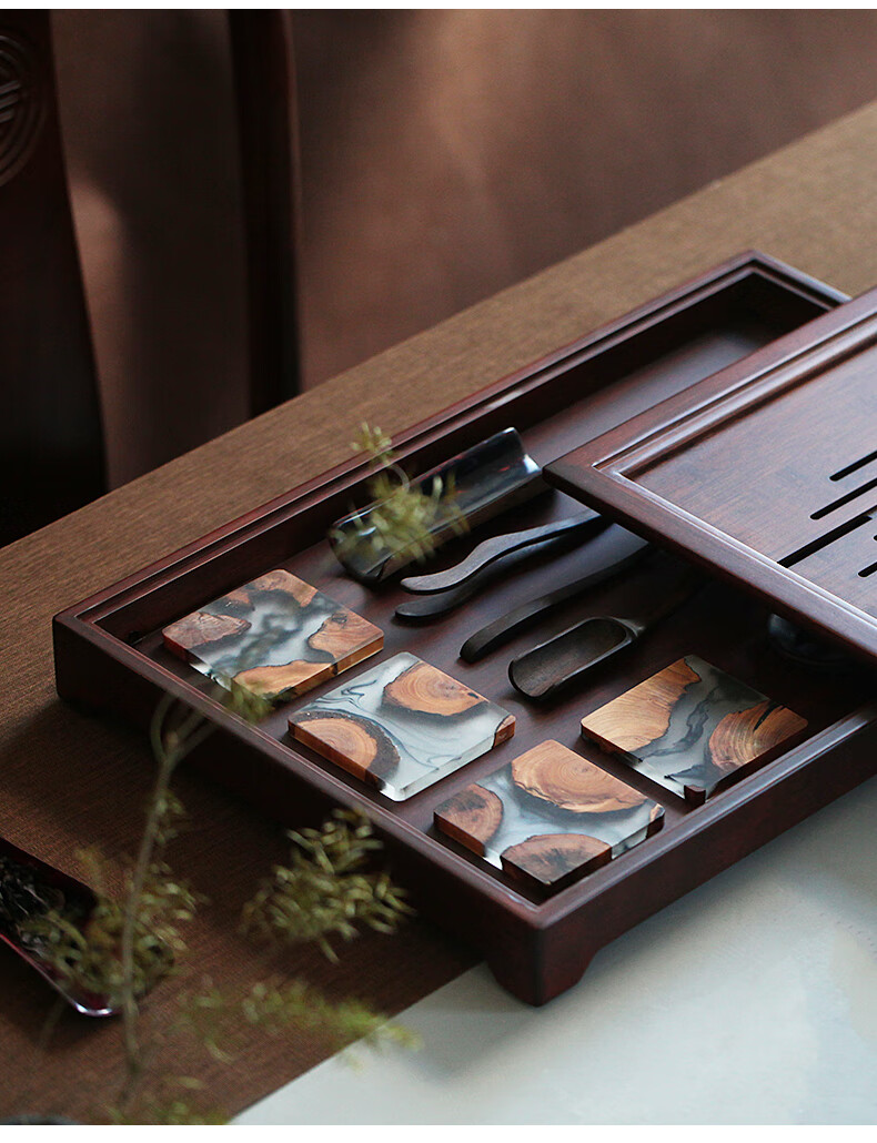 竹制功夫茶盘排水式日式家用小型简易蓄水干泡茶台储水多功能茶盘竹制