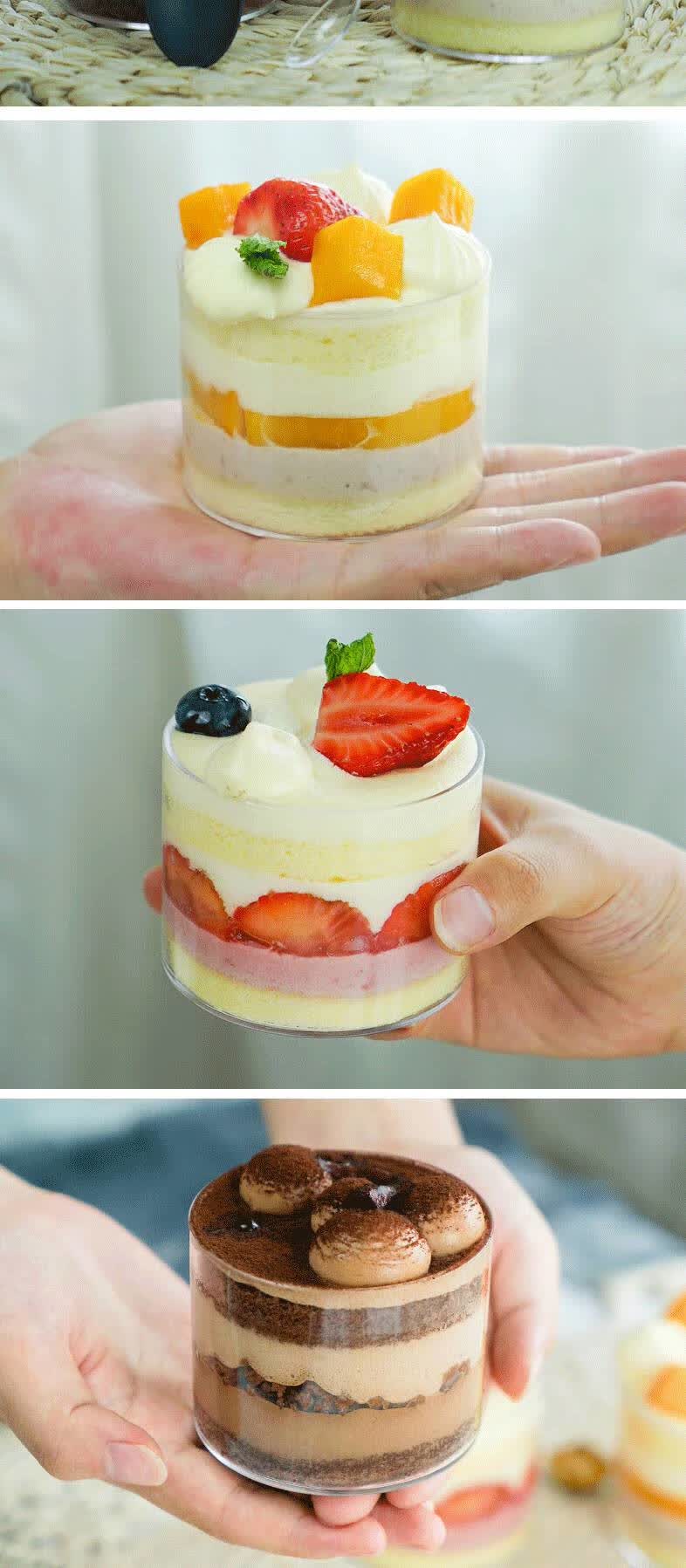 一次性甜品杯子布丁杯 200ml圆形慕斯杯蛋糕杯布丁杯甜品台加厚塑料