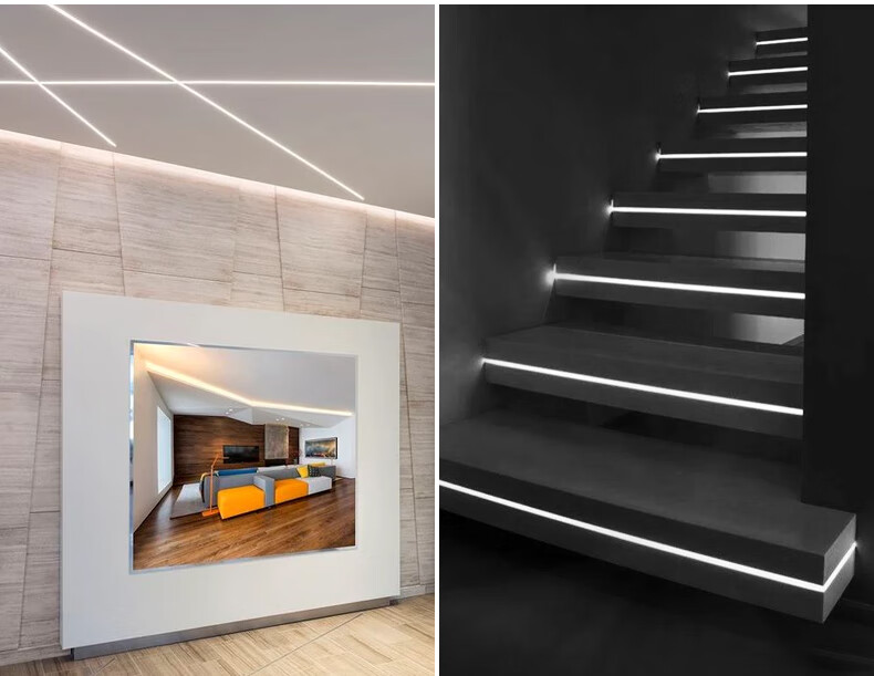 阴角线性灯led墙角线条灯带嵌入式暗装无边框客厅卧室过道照明 【al