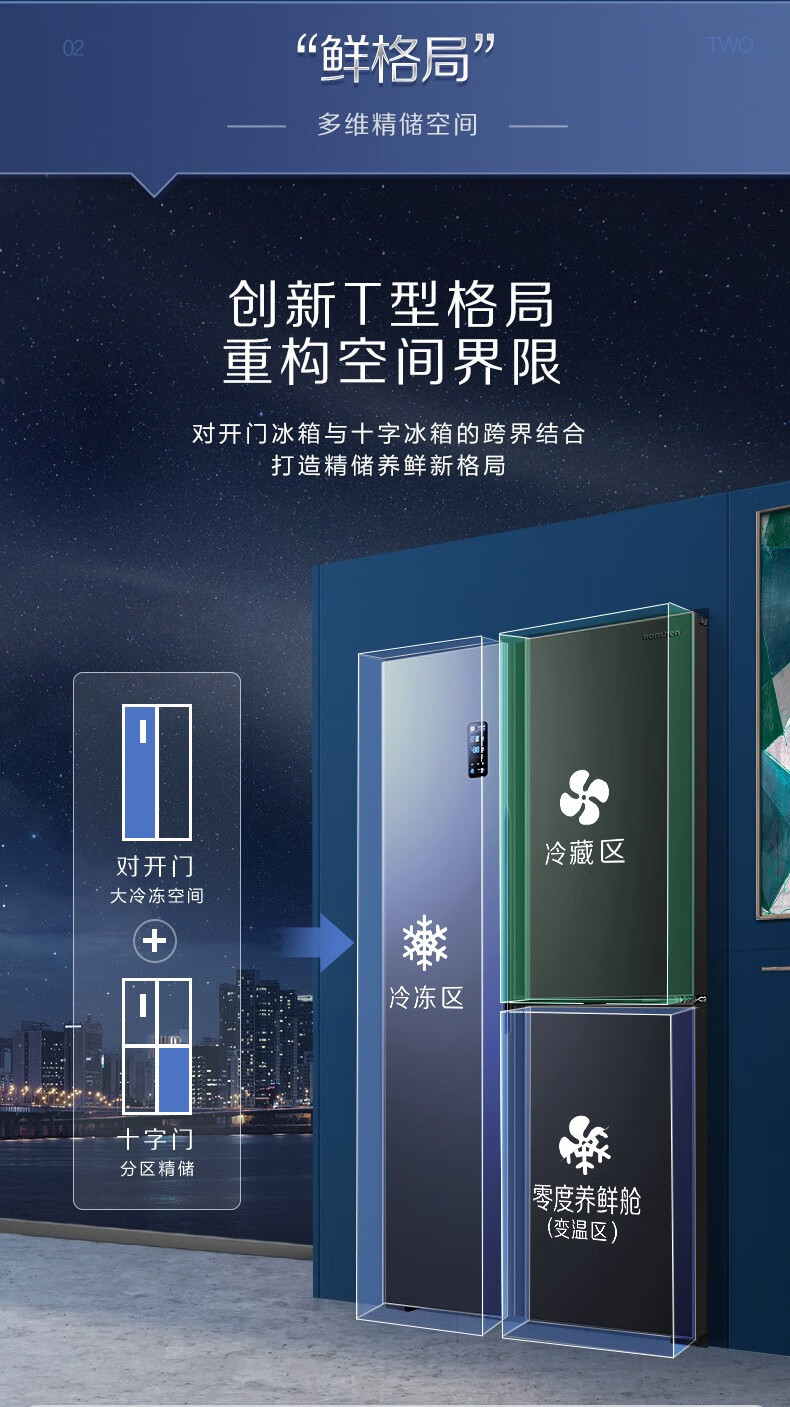 容声(ronshen)502升变频t型门纤薄大容量对开门风冷无霜净味冰箱bcd
