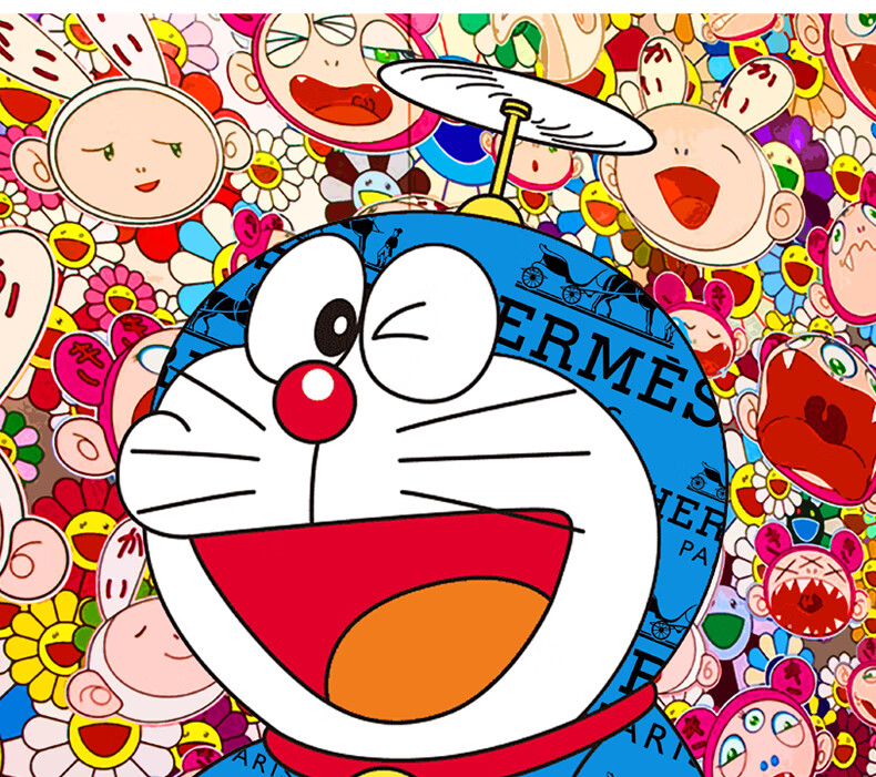 村上隆太阳花版画版画death nyc限量艺术家潮流装饰村上隆机器猫哆啦a