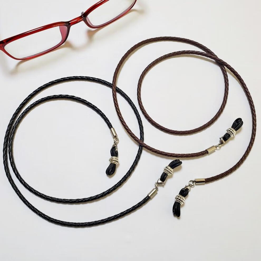 均欣眼镜连绳复古仿牛皮眼镜链时尚墨镜挂绳太阳镜防掉绳挂脖眼镜皮绳