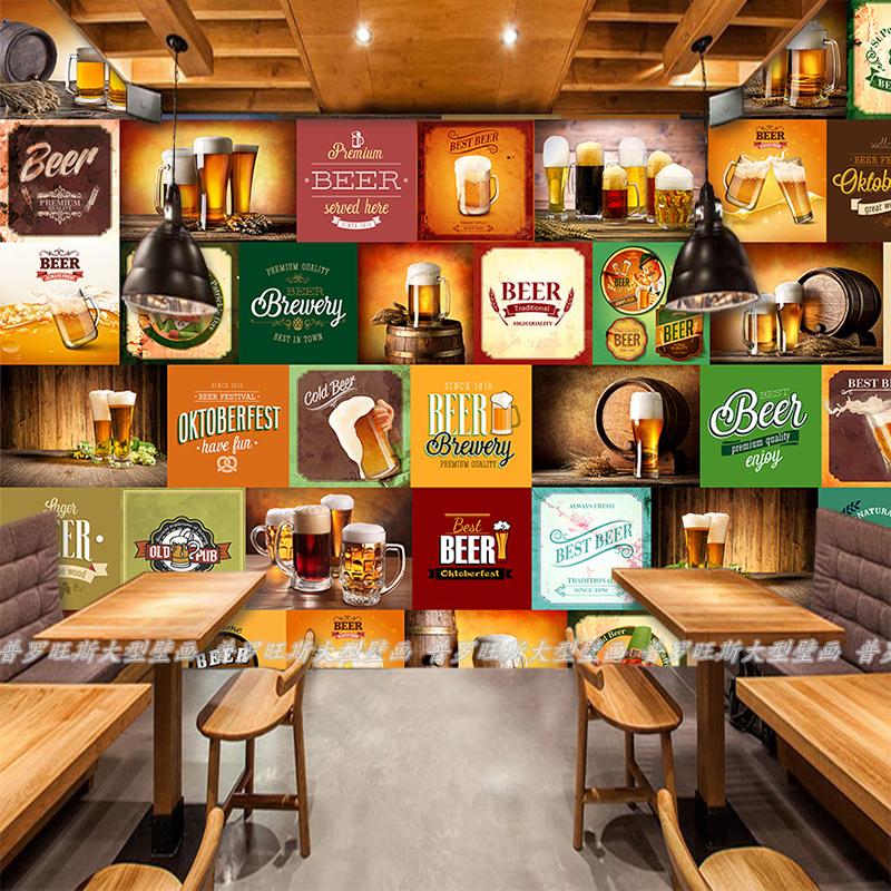 宝阁丽 欧美精酿啤酒logo墙纸酒吧ktv装饰壁画餐厅休闲吧台清吧壁纸