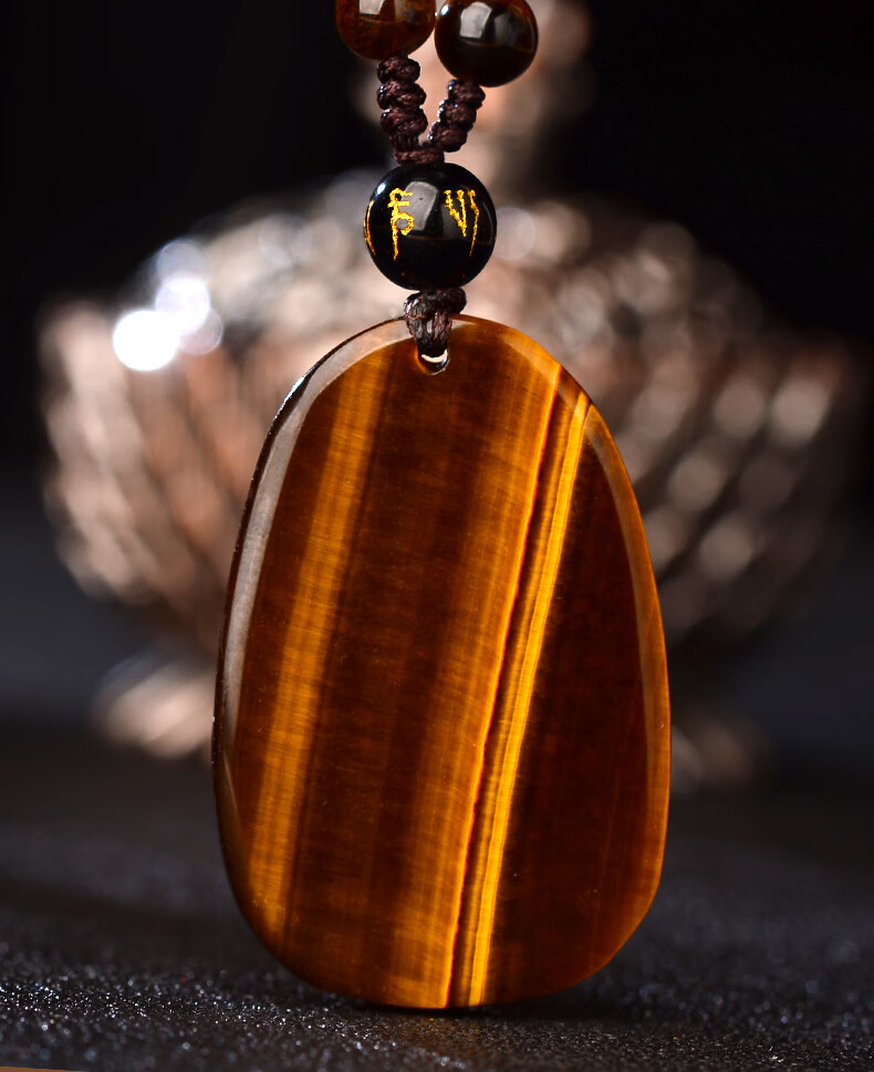 黄虎眼石本命佛吊坠女本命年千手观音属鼠守护神护身项链男士挂件寺庙