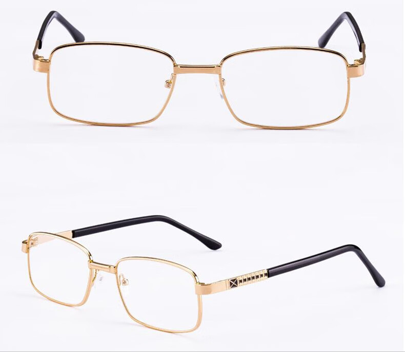 东海水晶老花镜男 高清天然石头老光 老花眼镜 金色水晶老花镜 150度