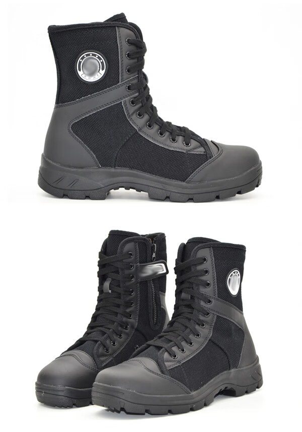 作训靴 春夏季 夏季网眼超轻作战靴黑色帆布春秋高帮男女保安作训靴