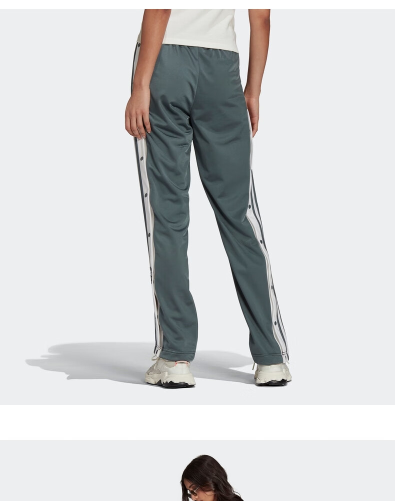 adidas阿迪达斯官网三叶草女装休闲侧开纽扣阔腿运动裤h38862蓝jl