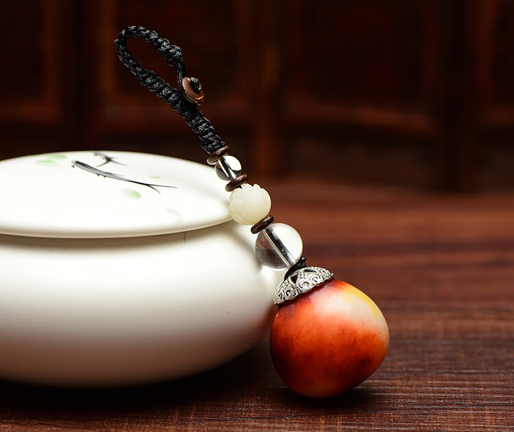 玉汽车钥匙挂件挂饰释迦彩色金玉满堂 佛心果(红日东升)钥匙扣【图片