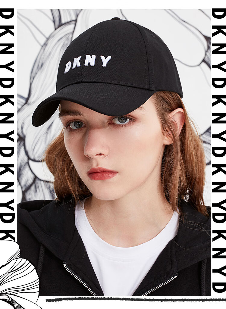 dkny唐可娜儿男女情侣经典复古小标软顶棒球鸭舌帽子运动防晒遮阳