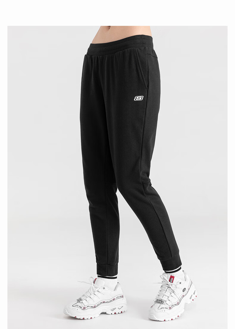 skechers斯凯奇女装秋冬季新款女子针织螺纹束脚裤长裤时尚运动休闲裤