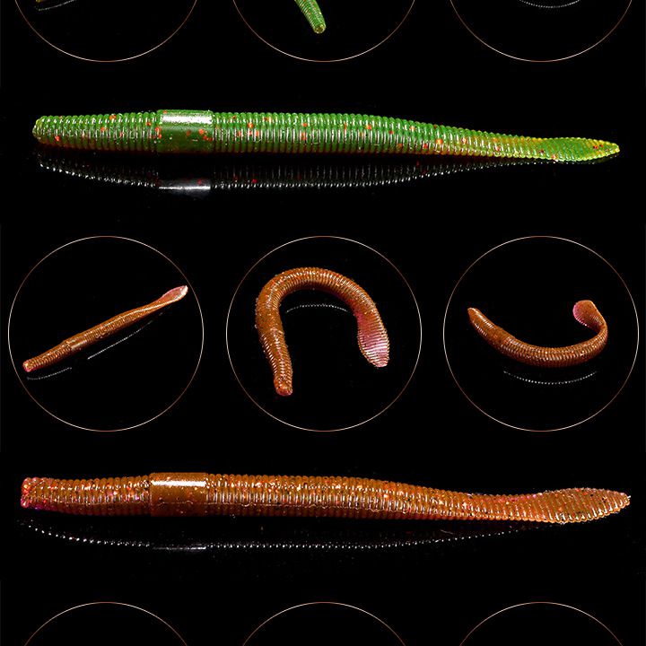 仿真蚯蚓新款路亚饵扁尾面条虫泥鳅软鱼软虫软饵钓黑鲈鱼假饵 c款-绛