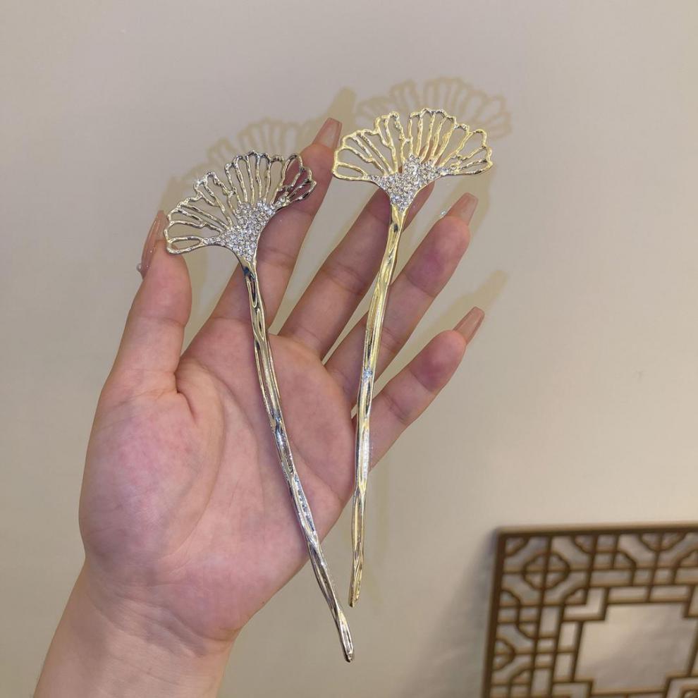 【绵德】美人鱼尾发簪古风简约头饰汉服感中式盘发钗簪子花朵钗子 小