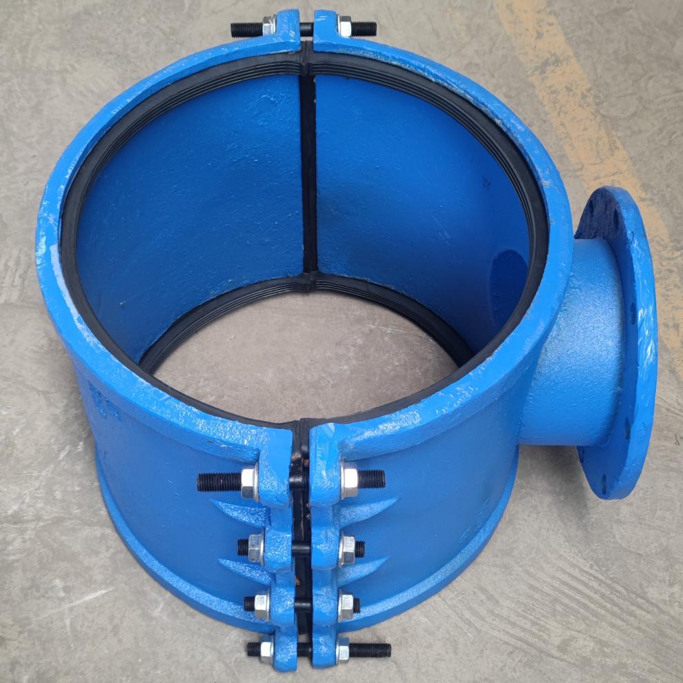 pe管专用哈夫节法兰分水三通铸铁管道开孔马鞍三通抢修器抱箍接头 p