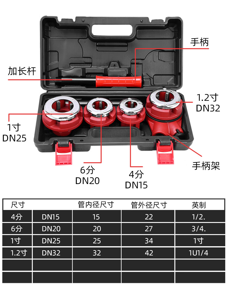 手动小型套丝机手持式镀锌管开牙水管绞丝神器轻型消防管套丝工具