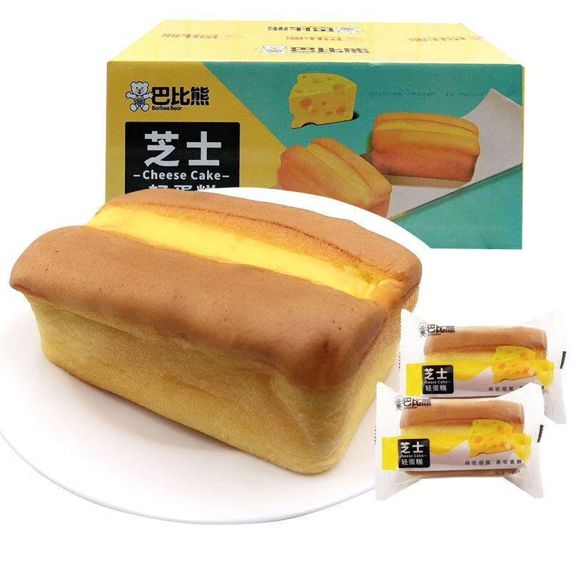 巴比熊芝士轻蛋糕整箱4斤早餐营养茶点心糕点网红零食品2斤