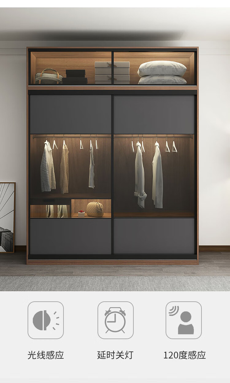 网红玻璃衣柜玻璃门衣柜现代简约家用卧室轻奢推拉门衣帽间组合整体大