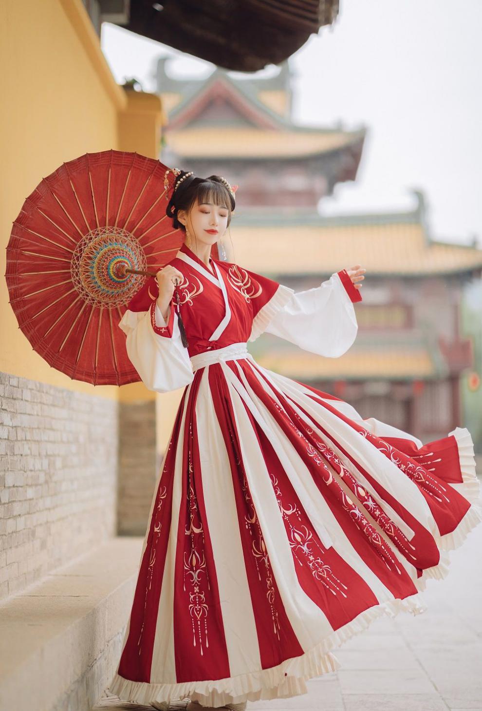 自由搭档【落玲珑】汉衣唐韵原创汉服女晋制交领半袖齐腰襦裙魏晋风