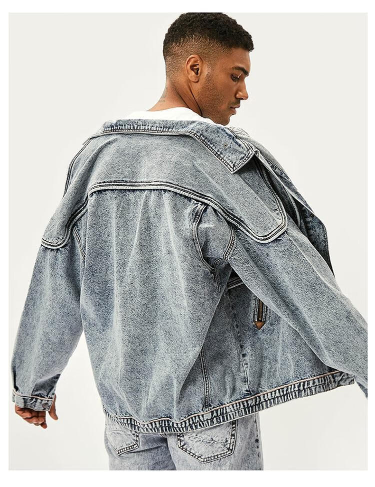 酷派罗美式复古雪花洗水夹克男新款独立设计时尚帅气宽松百搭牛仔外套