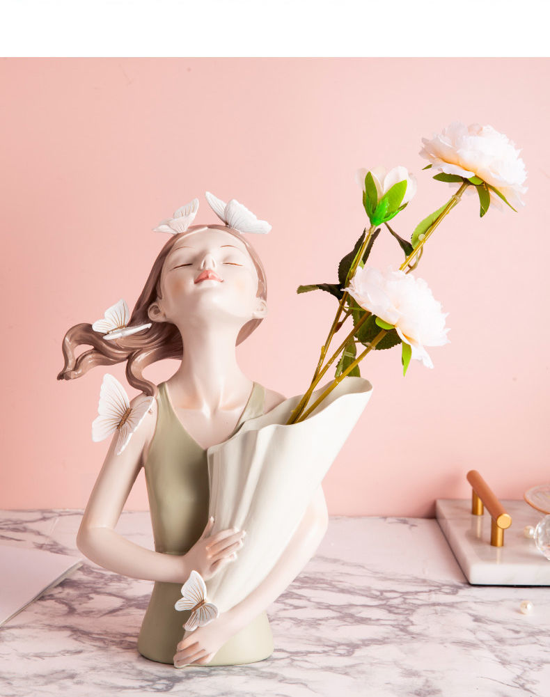 餐桌摆件轻奢蝴蝶抱花托盘女孩摆件北欧创意轻奢风客厅酒柜玄关摆设