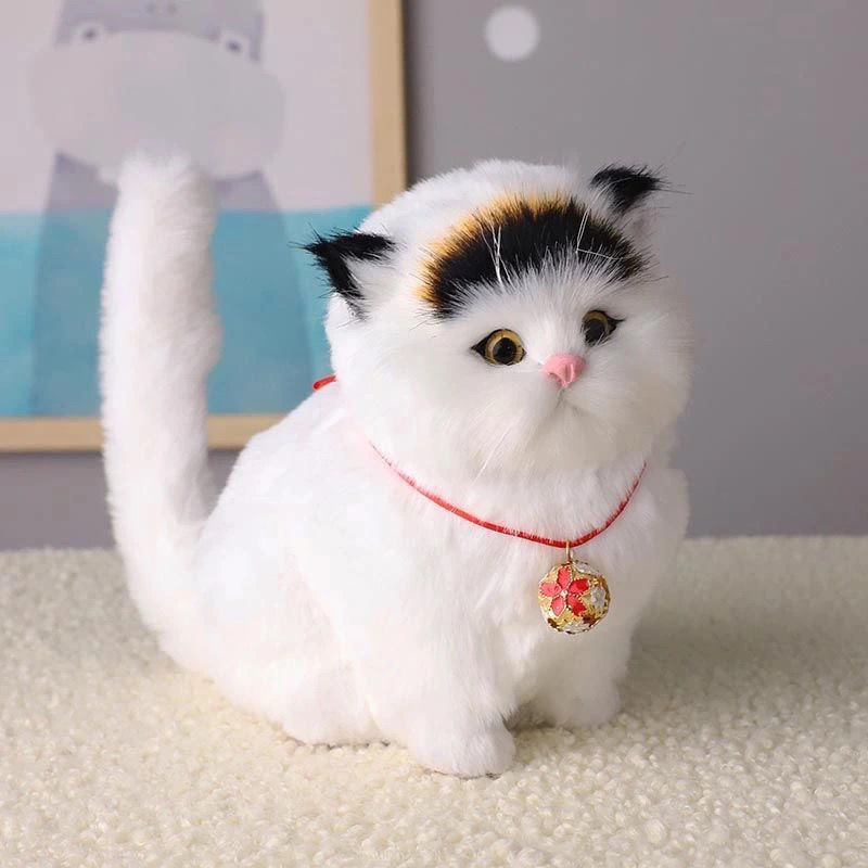 乖可爱 仿真猫咪玩偶 会叫小猫咪摆件可爱假猫咪儿童玩具公仔生日礼物