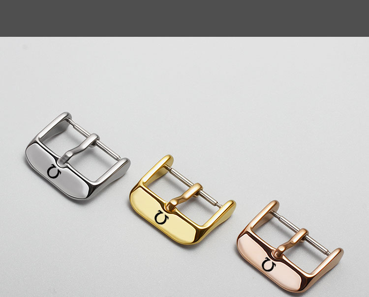 适配欧米茄精钢表扣蝶飞超霸海马蝴蝶扣钢带扣针扣皮带扣配件18mm玫