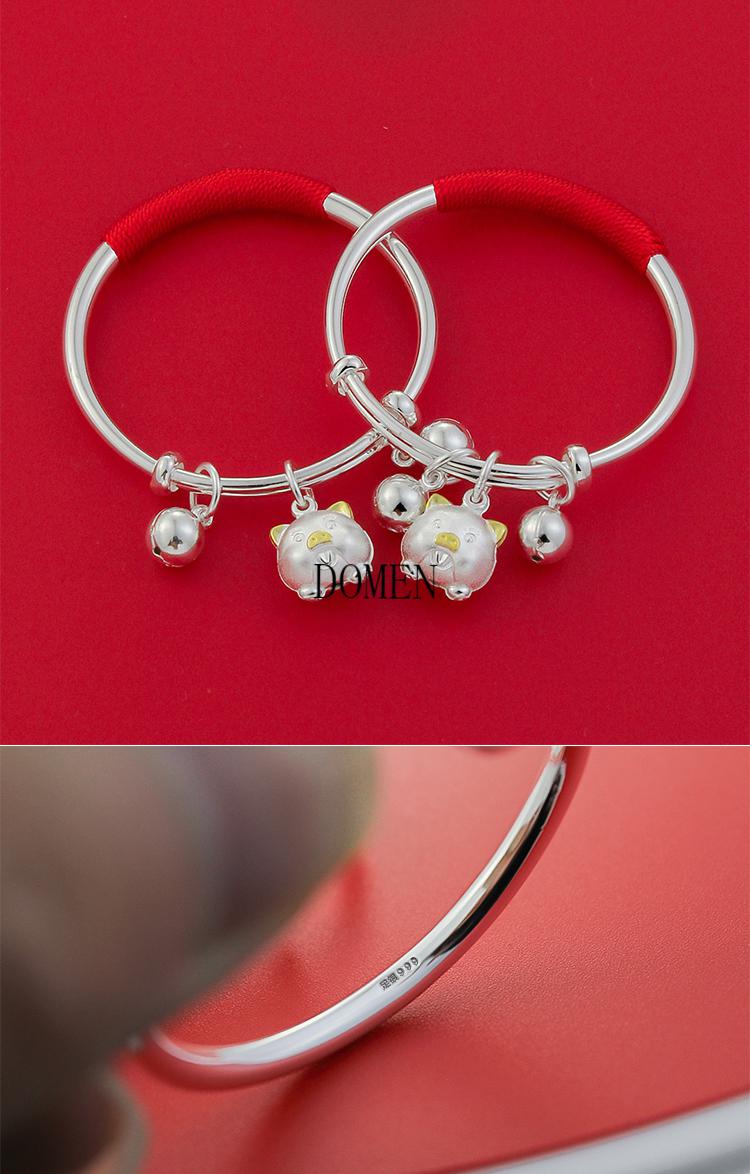 满月百日聪明伶俐新生婴儿男饰品送礼 蓝色佩奇29克【图片 价格 品牌