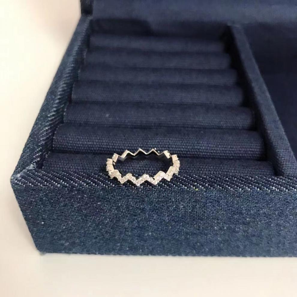 苛鱼波浪形戒指新款925银单波浪女单排形水波纹指环女气质百搭食指戒 