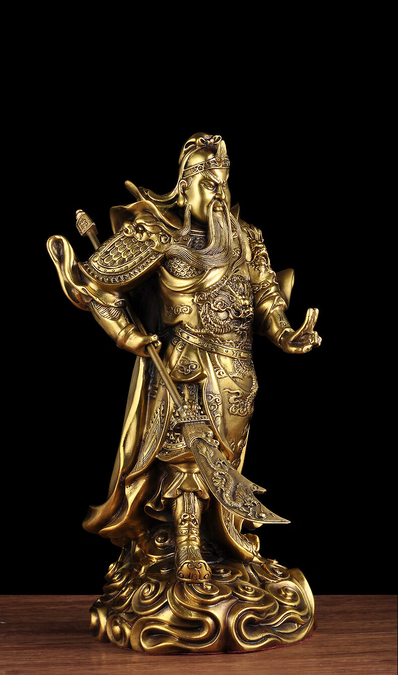 全铜武财神关公摆件铜像招财店铺供奉客厅玄关装饰品办公室工艺品38cm