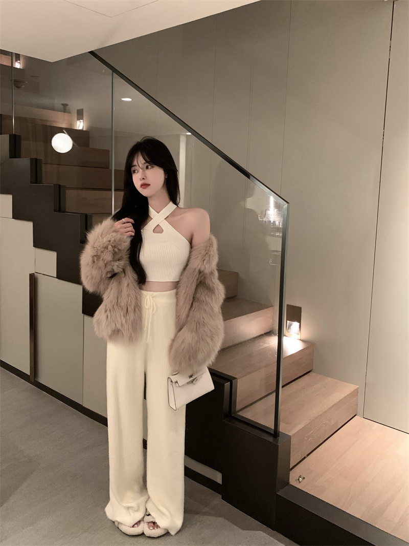 顾屿内搭的吊袋白色欲心机挂脖内搭针织背心女春季性感辣妹甜辣打底衫