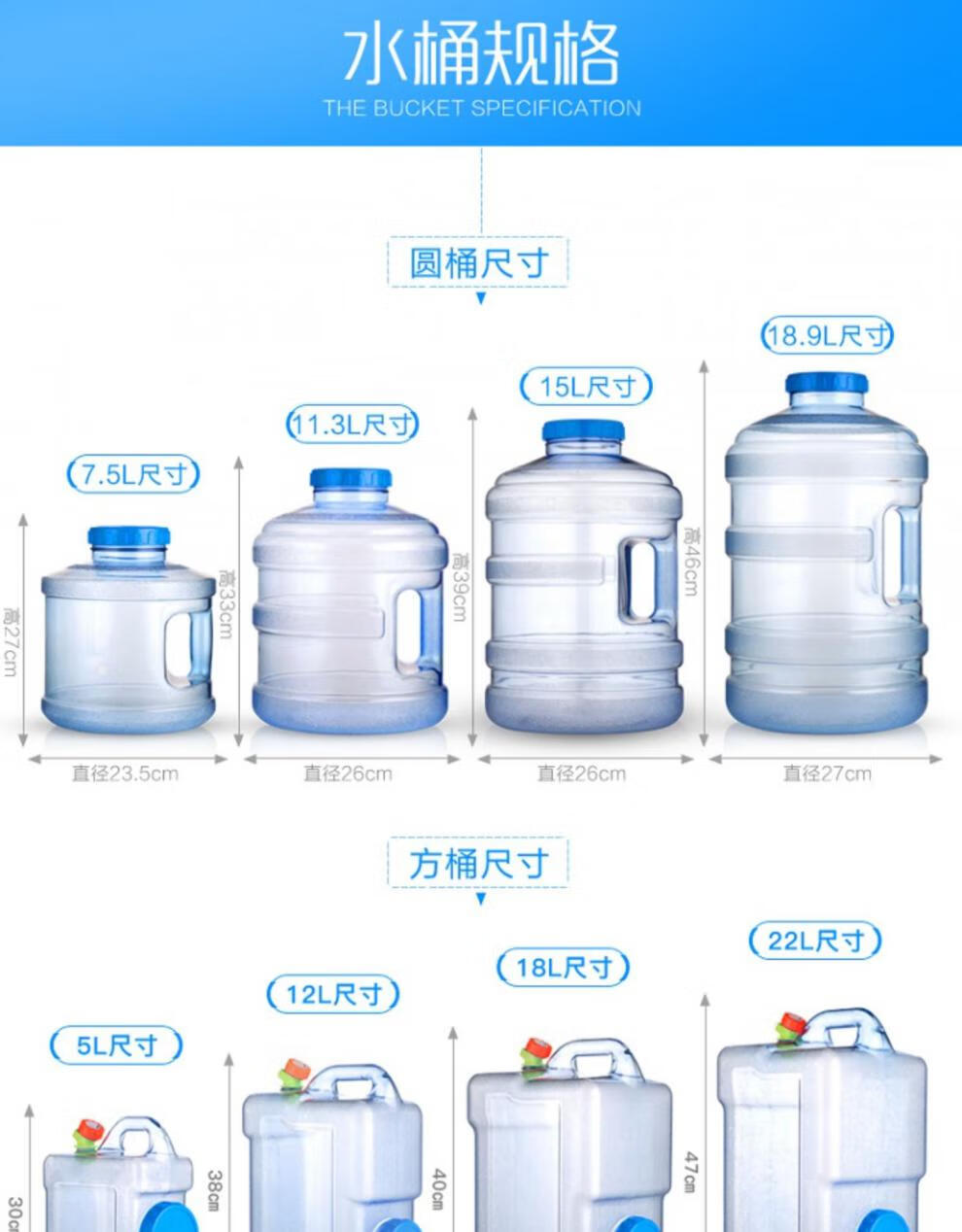 方之豪户外储水桶食品级带龙头自驾游车载家用塑料饮水箱矿泉纯净水桶