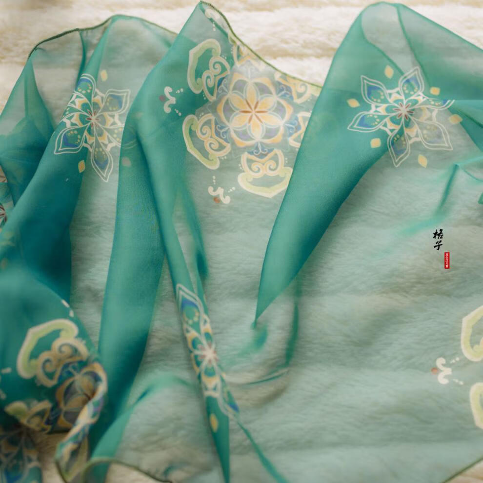 汉服披帛女唐风印花仙风飘带古风配饰裙色百搭 杏子色 3米长30cm宽