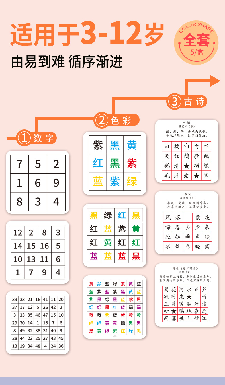 彩色舒尔特方格表图片图片