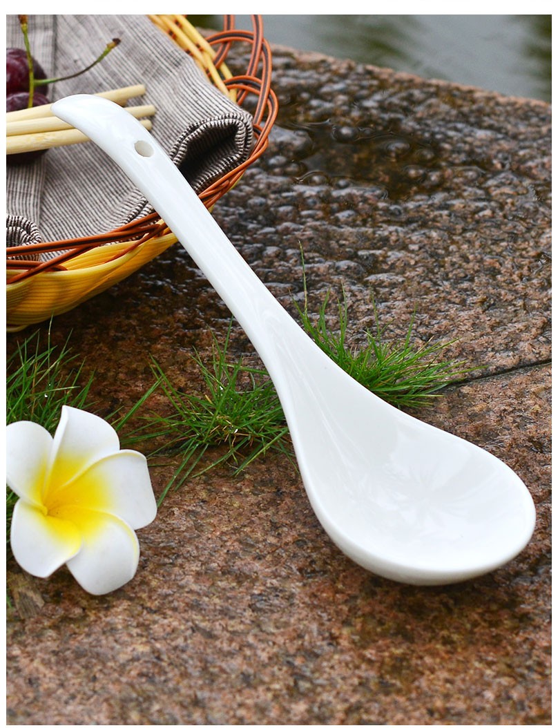 汤勺陶瓷家用盛汤大勺子大汤瓷勺木勺子大号长柄粥勺稀饭勺陶瓷勺汤勺