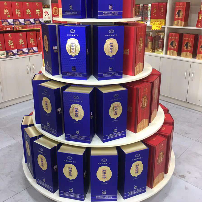 木制圆形围栏中岛柜母婴玩具堆头货架茶叶展会红酒产品处销陈列柜直径