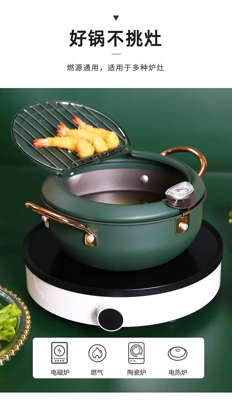 天妇罗炸锅日本日式炸油条麻花油炸锅家用小可控温日本天妇罗炸锅带