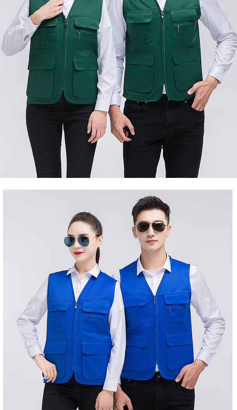 马甲开衫工作服建筑工程服马夹婚庆摄影多兜劳保马甲定制印loo黑色可