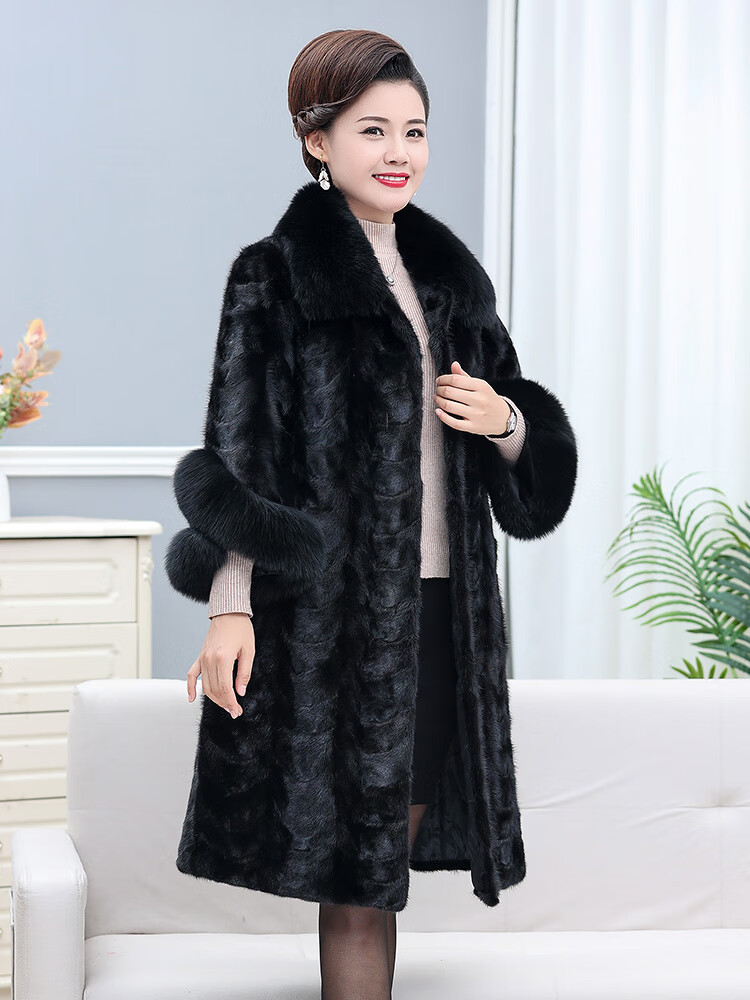 南极人轻奢高端女装 貂皮大衣女中长款毛领妈妈装中老年水貂毛皮草
