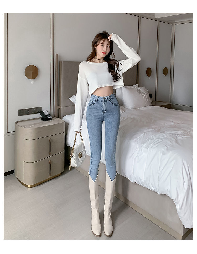 瓷俪新品蜜桃臀牛仔裤蜜桃臀牛仔裤女春季薄款高腰紧身提臀小脚显瘦