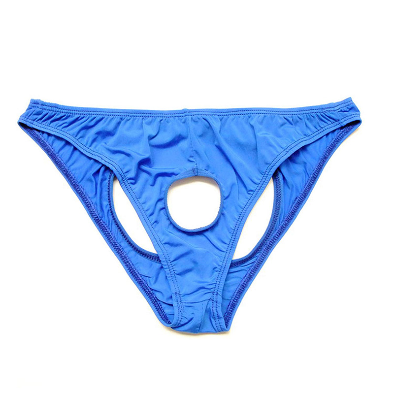 叶子媚透明开裆内裤男前后开洞免脱性感内裤薄透视冰丝开档情趣三角裤